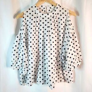 Cold Shoulder Polka Dot Blouse